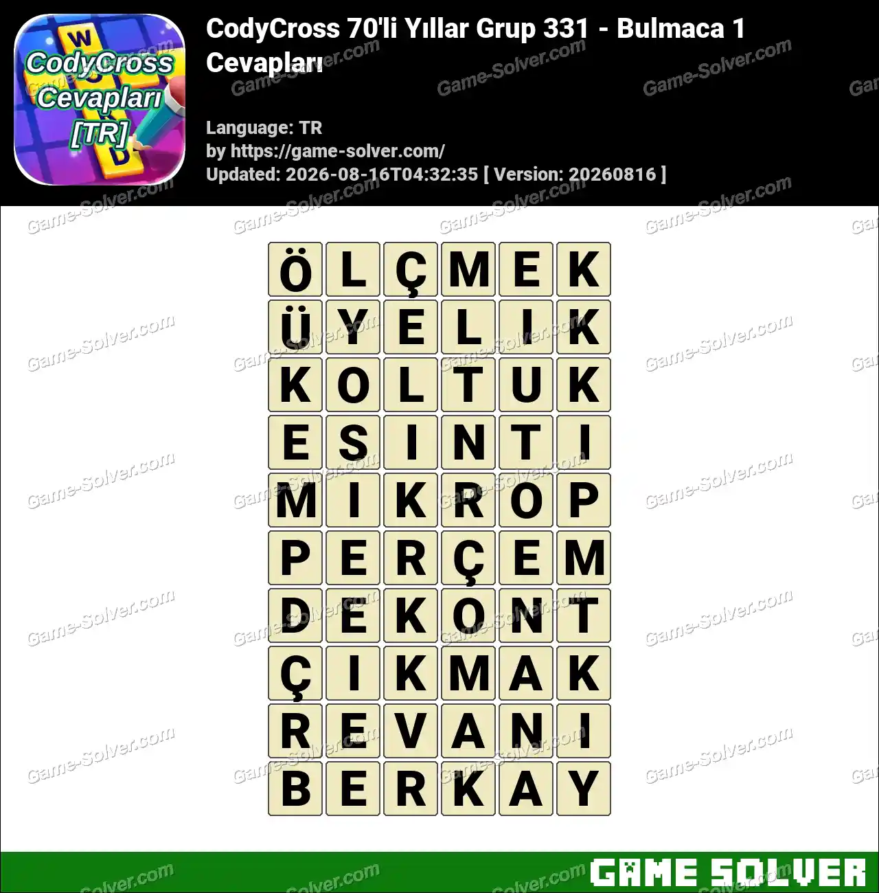 CodyCross 70’li Yıllar Grup 331 – Bulmaca 1 Cevapları